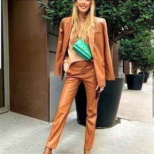 Zara Faux Brown Leather Pants